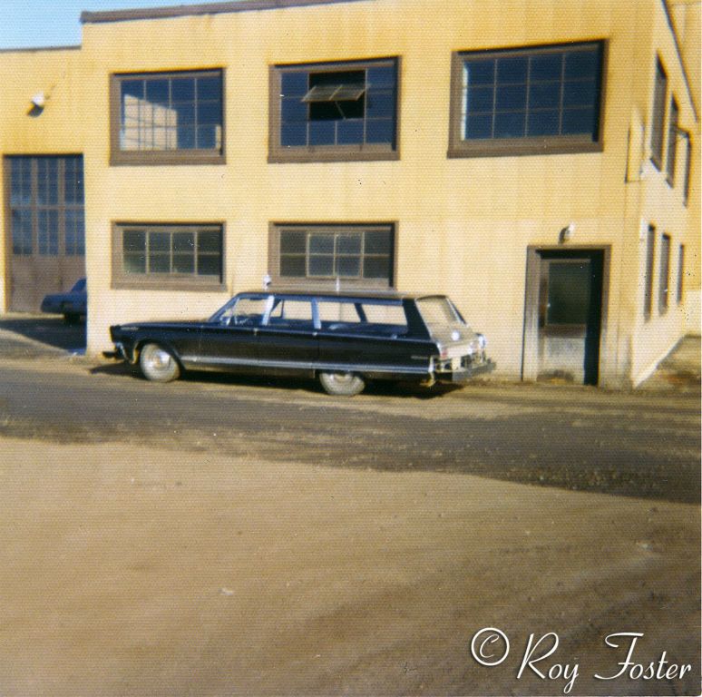 ARR rail inspection car 7, 50005, Chrysler station wagon, roundhouse offices in rear, 4 April, 1973, on Display now at MATI Museum (2018) Wasilla, AK