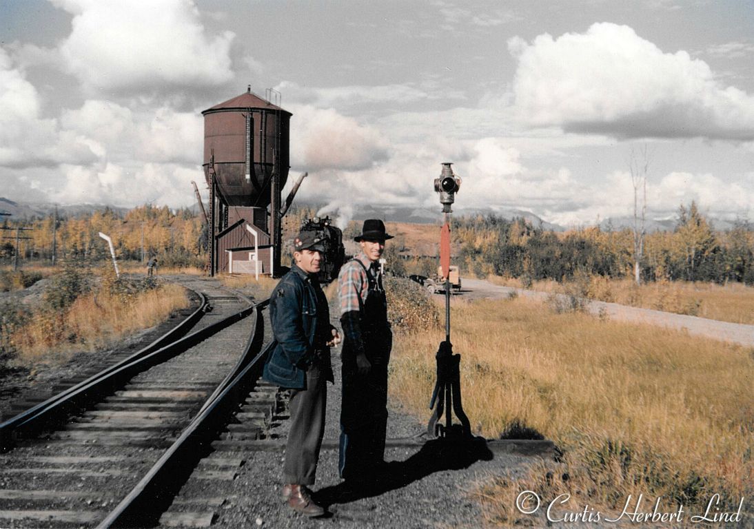 Another excellent view of the Matanuska water tank. Fairbanks to the left and Palmer, Janesville and Sutton to the right. 550 class steamers waiting clearance to return to Anchorage. 