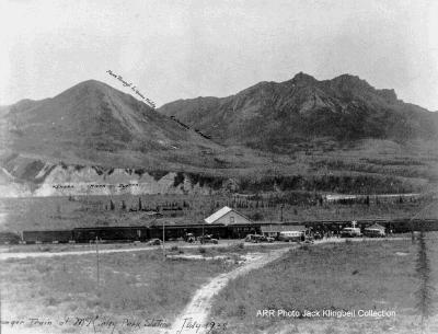 Passengers disembark from the train to view Mount McKinley