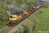 Numbers 4007 & 3012 lead freight south from Fairbanks